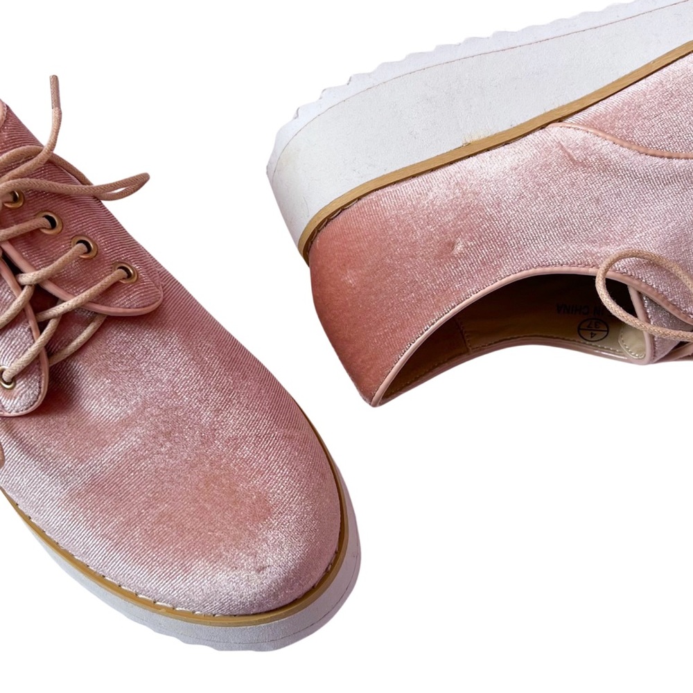 NWOT 🫖 LONDON REBEL velvet platform / flatform oxfords in dusty pink. SIZE 6 - Picture 8 of 8